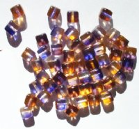 50 6x6mm Crystal, Topaz, & Purple Cube Beads